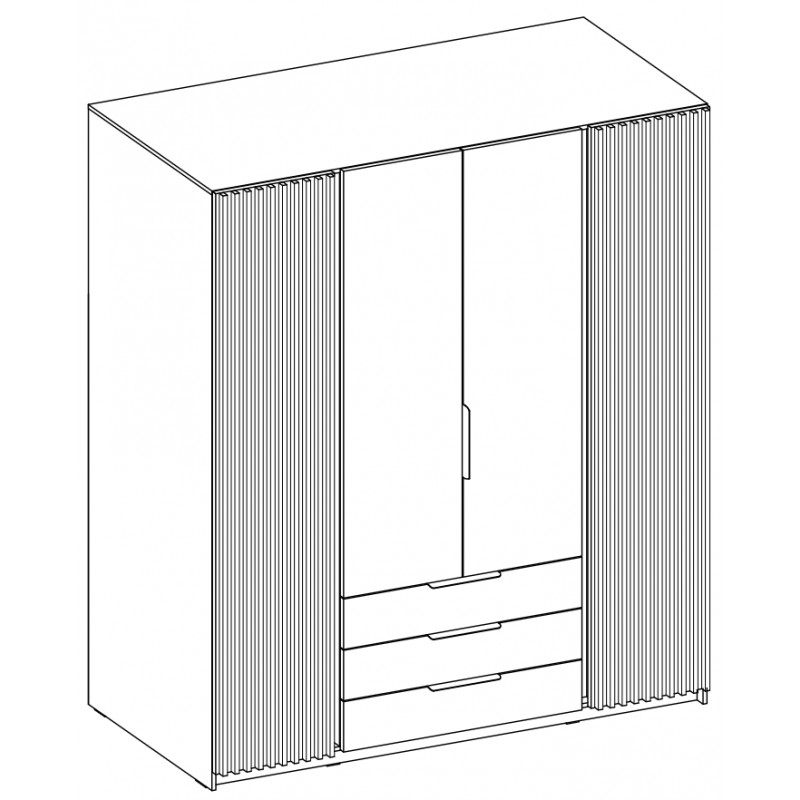 Szafa ubraniowa LAMELE PAKS 4 200 cm dąb Evoke / Czarny