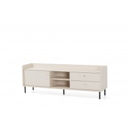 Beżowa szafka RTV czarne nóżki złote uchwyty 170cm Grant GR8