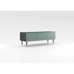 Szafka RTV 120 cm, ryflowane fronty - IMPERIAL I02 zielony pistacjowy, czarny